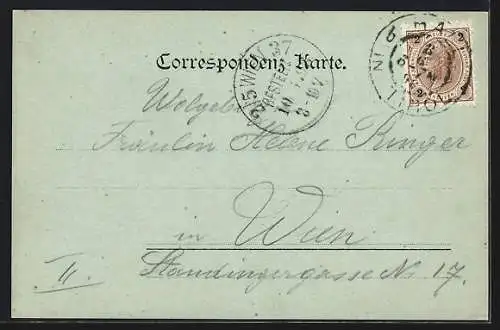 Mondschein-AK Innsbruck, Blick auf Schloss Ambras