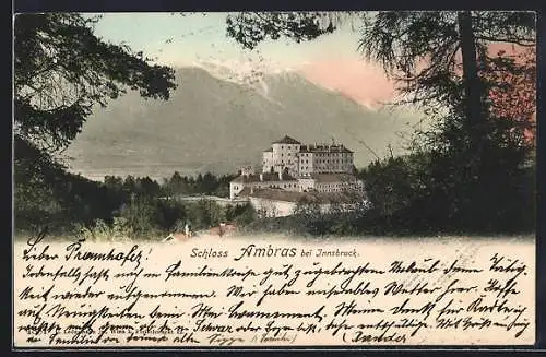 AK Innsbruck, Blick auf Schloss Ambras