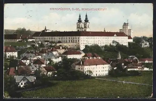 AK Kremsmünster /O.-Oe., Blick aufs Benediktinerstift