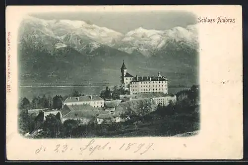 AK Ambras, Schloss gegen Bergpanorama