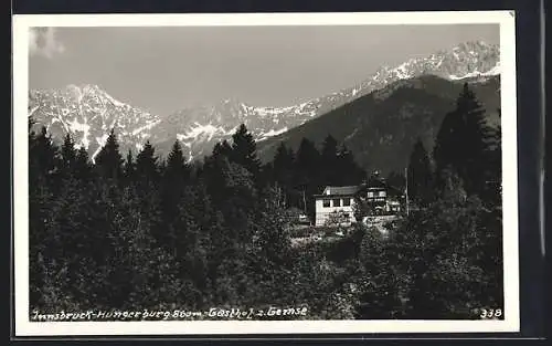 AK Innsbruck, Hungerburg, Gasthof zur Gemse mit Bergpanorama