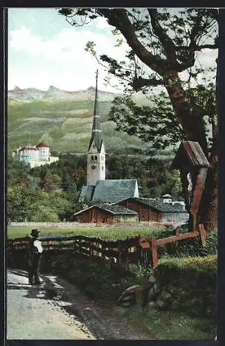 AK Amras, Blick auf Kirche und Schloss