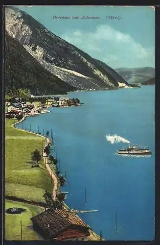 AK Pertisau am Achensee, Uferstrasse aus der Vogelschau