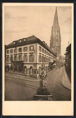 AK Freiburg i. Breisgau, Cafe Schanz-Museum, Ecke Kaiser- und Münsterstrasse