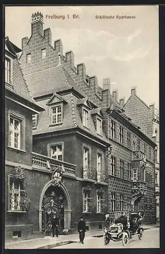 AK Freiburg i. Br., Städtische Sparkasse an der Franziskanerstrasse