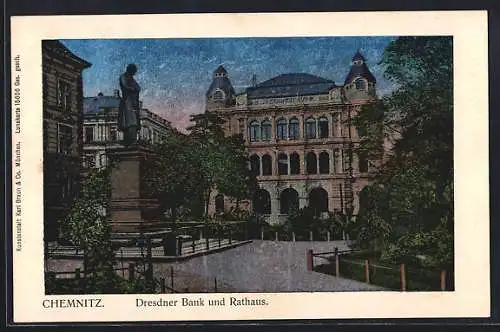 Luna-AK Chemnitz, Dresdner Bank und Rathaus