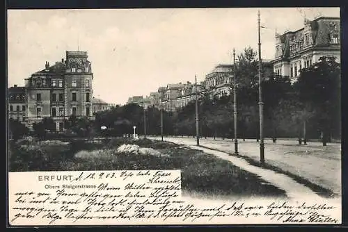 AK Erfurt, Obere Steigerstrasse mit Bäumen