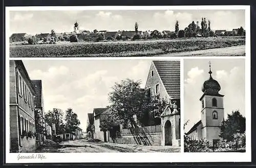 AK Gernach, Strassenpartie, Gesamtansicht, Kirche