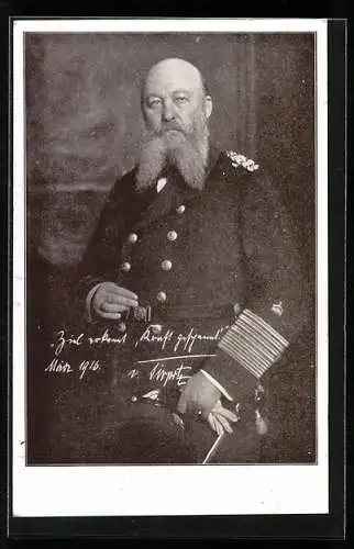 AK Portrait Grossadmiral Tirpitz in Uniform