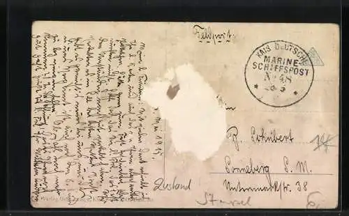 AK Kriegsschiff SMS Kronprinz auf See, Reichskriegsflagge