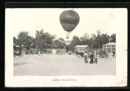 AK Paris, Porte Maillot, Besucher mit Ballon