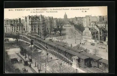 AK Paris, Le Metropolitain, Boulevard Pasteur, L`Avenue de Breteuil et les Invalides, Vue Generale