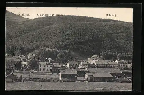 AK Markirch / Ste-Marie-aux-Mines, Bahnhof mit Ortsansicht