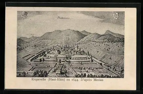 Künstler-AK Riquewihr /Haut-Rhin, Teilansicht 1644 nach Merian