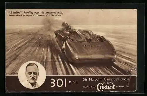 AK Autorennen, Supercar Bluebird hurtling over the measured mile, Sir Malcolm Campbell