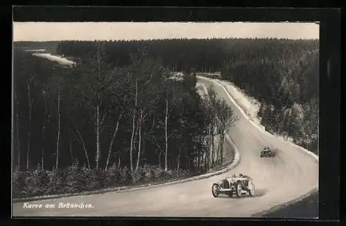 AK Rennautos auf dem Nürburgring, Kurve am Brünnchen, Autorennen