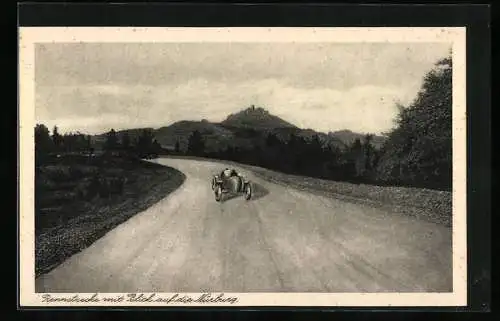 AK Rennauto auf dem Nürburg-Ring, Blick auf die Burg