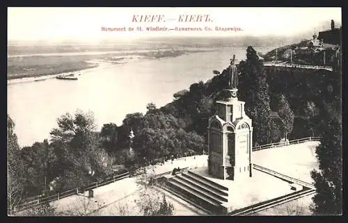 AK Kiew, Monument de St. Wladimir mit Blick auf den Fluss