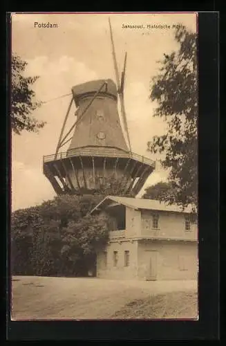 AK Potsdam, Sanssouci, Blick auf die historische Mühle