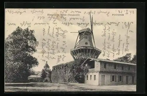 AK Potsdam, Blick auf die historische Windmühle