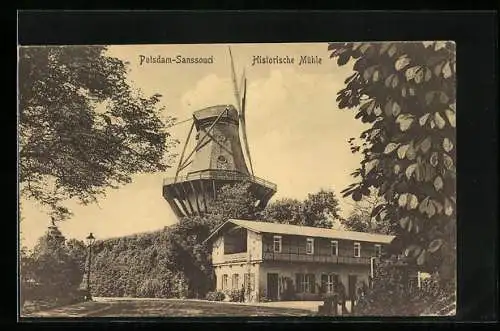 AK Potsdam, Historische Windmühle bei Sanssouci