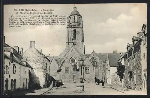 AK Batz, la Grande Rue et l`abside de l`Eglise Saint-Guénolé