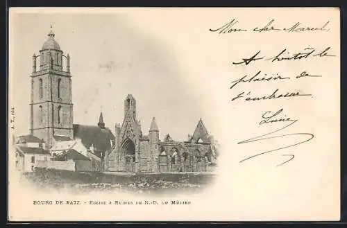 AK Bourg de Batz, Eglise & Ruines de N.-D. du Murier