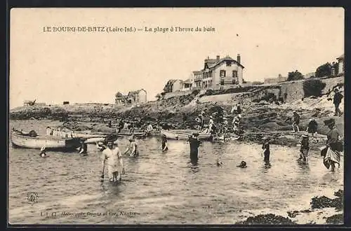 AK Le Bourg-de-Batz /Loire-Inf., La plage à l`heure du bain