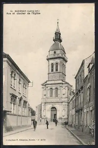 AK Savenay, Rue et Clocher de l`Eglise