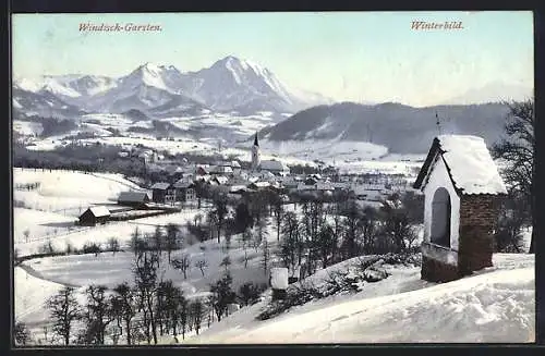 AK Windisch - Garsten, Blick auf den Ort im Winter