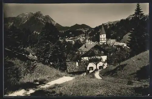 AK Bad Aussee, Ortspartie mit Kirche