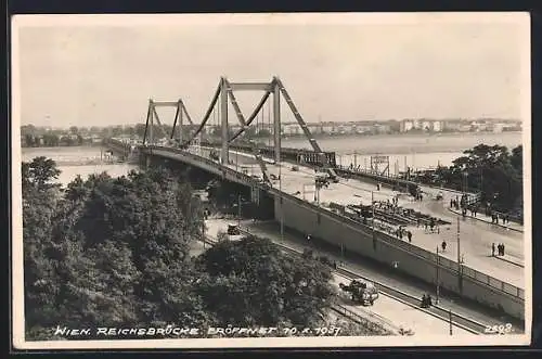 AK Wien, Schienenbau auf der Reichsbrücke, Eröffnung 1937