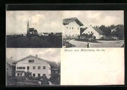 AK Mühlheim /Ob.-Oe., Handlung, Kirche, Strassenpartie