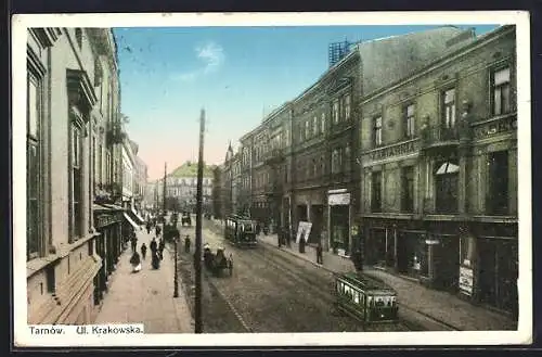 AK Tarnów, Ul. Krakowska, Strassenbahn