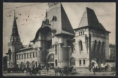 AK Moskau, Bahnhof Jaroslawski mit Kutschen