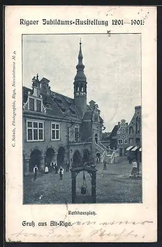 AK Riga, Jubiläums-Ausstellung 1901, Rathhausplatz