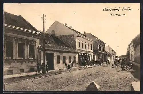 AK Haugsdorf /N.-Oe., Warenhaus Leo Kraus in der Herrengasse