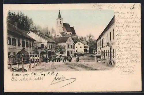 AK Attnang, Strassenpartie mit Kirche