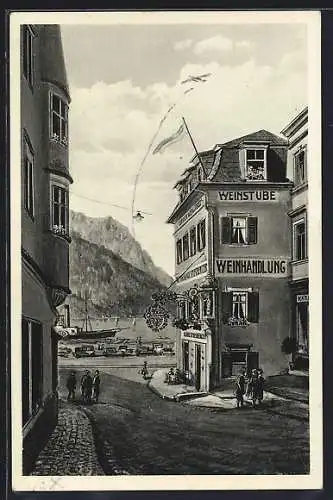 AK Gmunden am Traunsee, Restaurant und Weinhandlung Karl Spiesberger, Kirchengasse 3