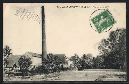 AK Marnay, Papeterie de Marnay, Vue prise de côté