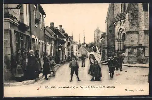 AK Nouans, Église et Route de St-Aignan