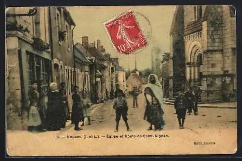 AK Nouans, Église et Route de Saint-Aignan