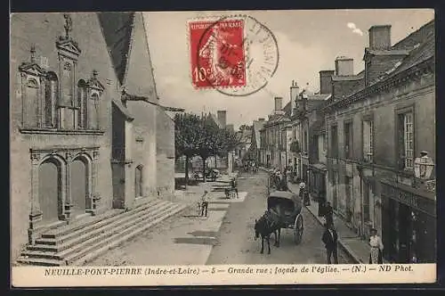 AK Neuille-Pont-Pierre, Grande rue, facade de l`église