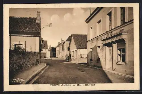 AK Druye, Rue Principale avec commerce et maisons