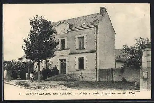 AK Épeigné-les-Bois, Mairie et école de garcons