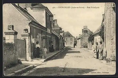 AK Courcelles, Rue Principale avec des habitants devant les maisons