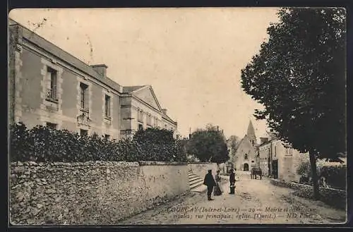 AK Courcay, Mairie et clocher, rue principale, Ouest