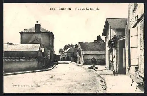 AK Gizeux, Rue de la Mairie avec bâtiments et piétons