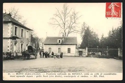 AK Monts, Poudrerie nationale du Ripault, grille Nord, conciergerie et cantine