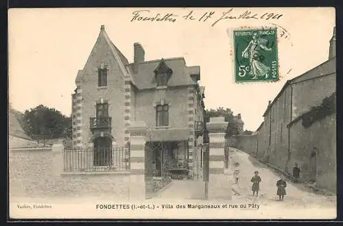 AK Fondettes, Villa des Marganeaux et rue du Paty